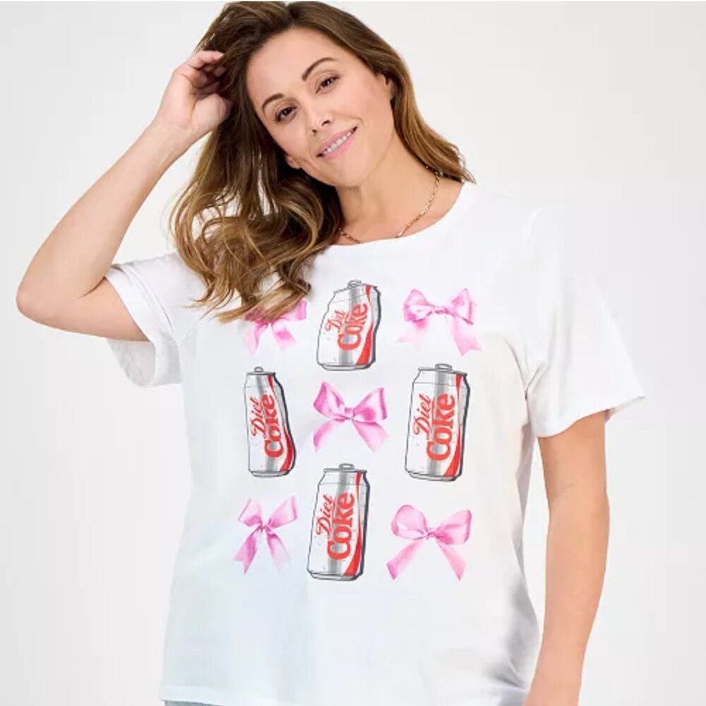 Diet Coke Bow Cropped Tee, EUC, Size XL